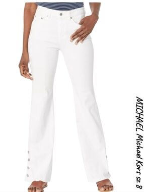 NWT Michael Kors Selma White Flare Denim Jeans Sz 8